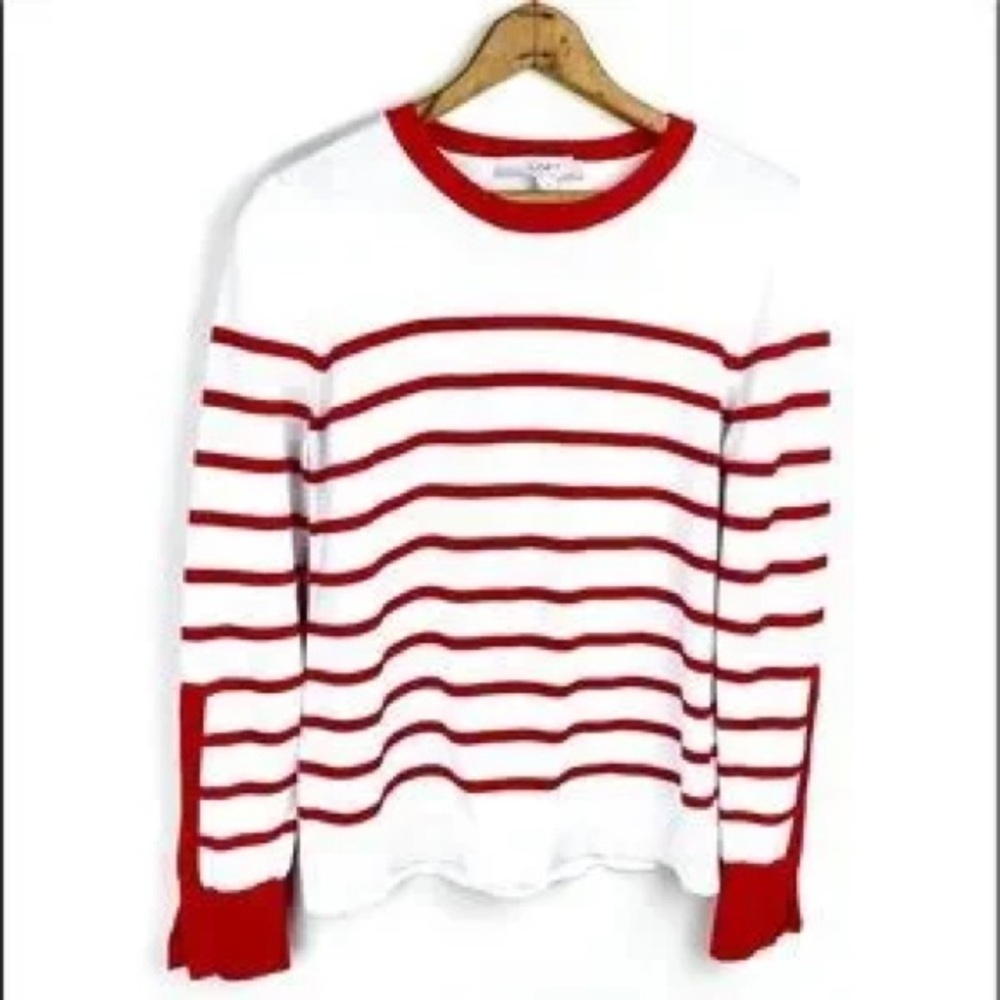 Loft Red and White Striped Sweater